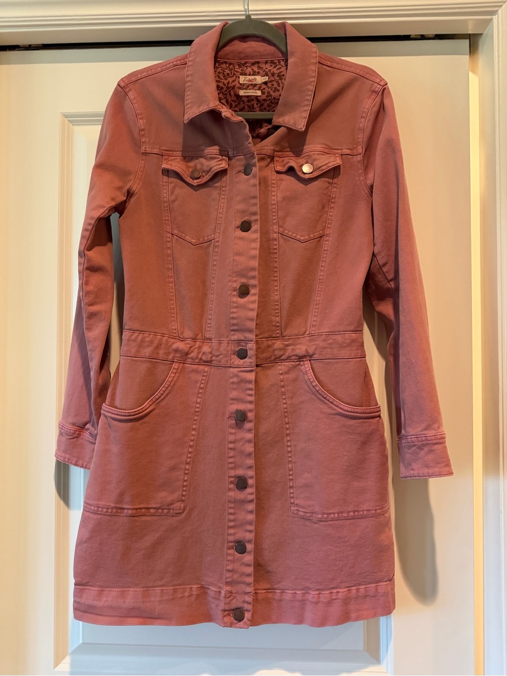 Faherty Rosewood Button-Front Jean Jacket Dress